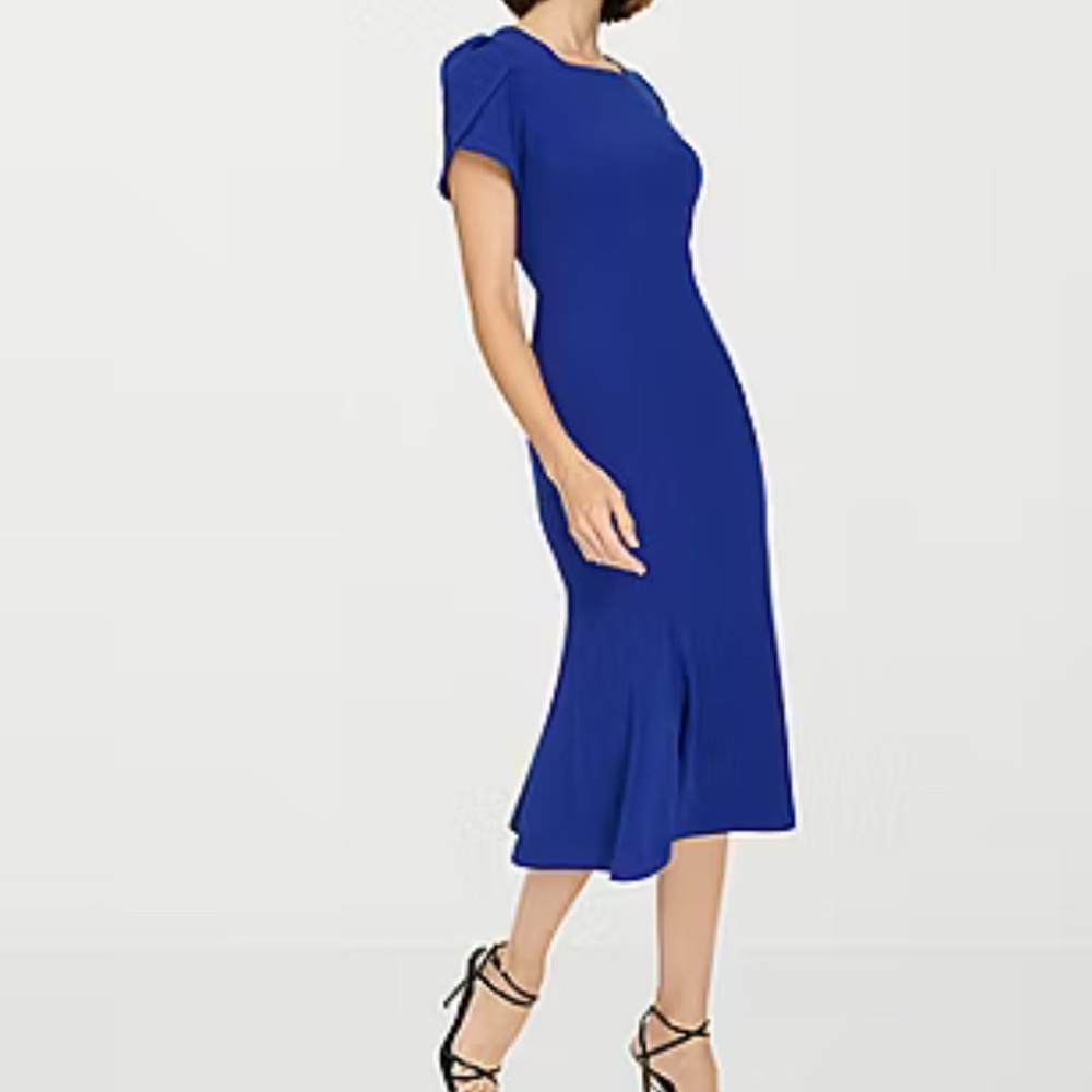 Calvin Klein Elegant Ultramarine Blue Midi Dress Size 8